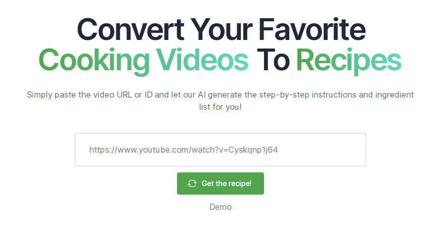 Video2Recipe reviews, Video2Recipe pricing and alternatives

