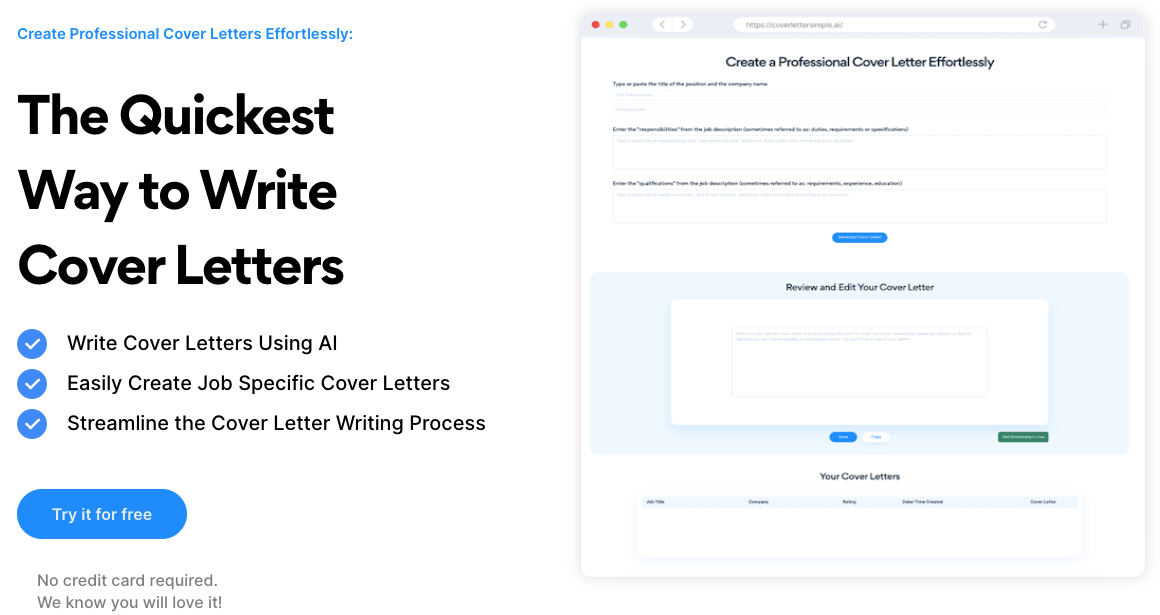 CoverLetterSimple.ai reviews, CoverLetterSimple.ai pricing and alternatives
