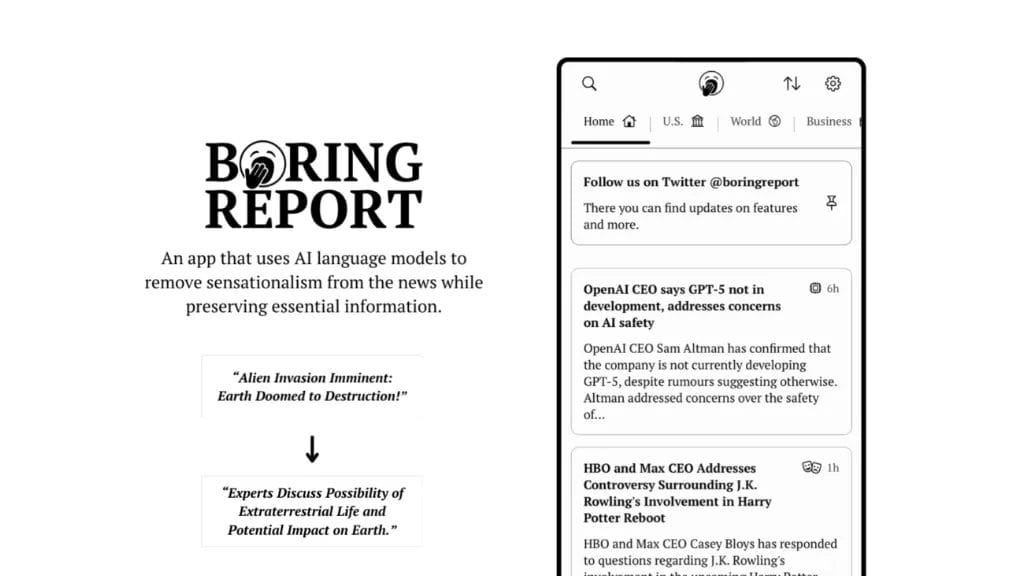 Boring Report: News by AI reviews, Boring Report: News by AI pricing and alternatives
