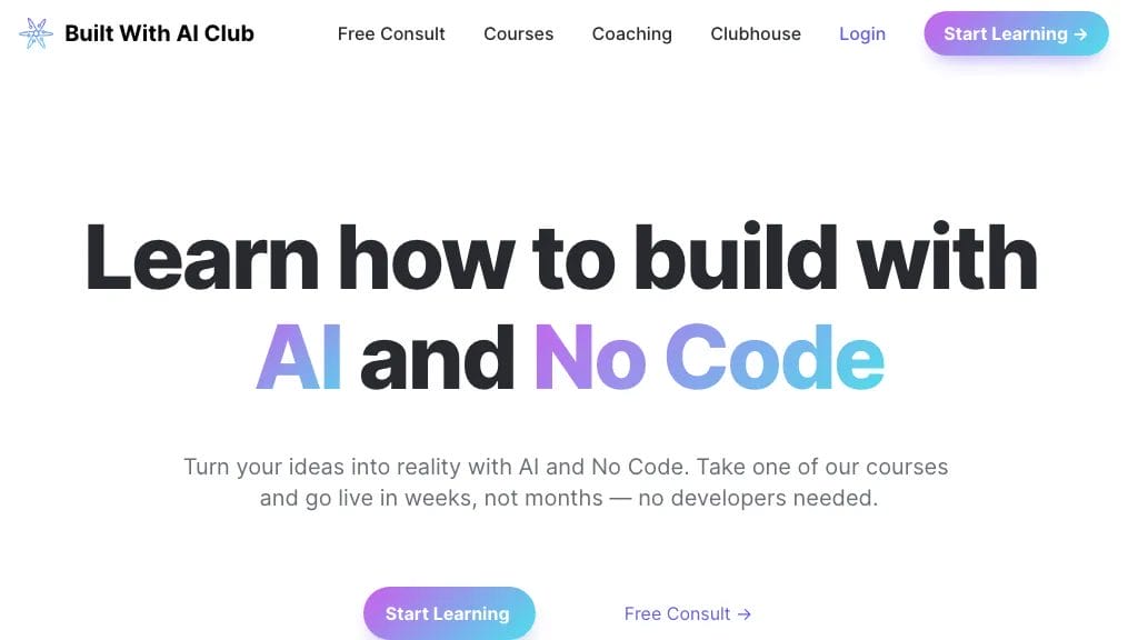 Built With AI Club reviews, Built With AI Club pricing and alternatives
