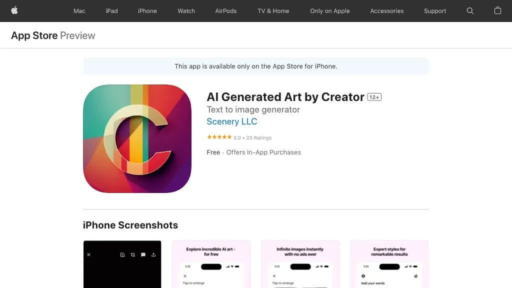 ‎Creator: AI Generated Art reviews, ‎Creator: AI Generated Art pricing and alternatives
