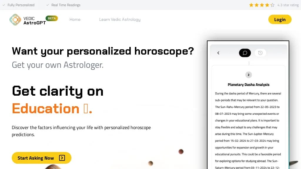 Vedic AstroGPT reviews, Vedic AstroGPT pricing and alternatives
