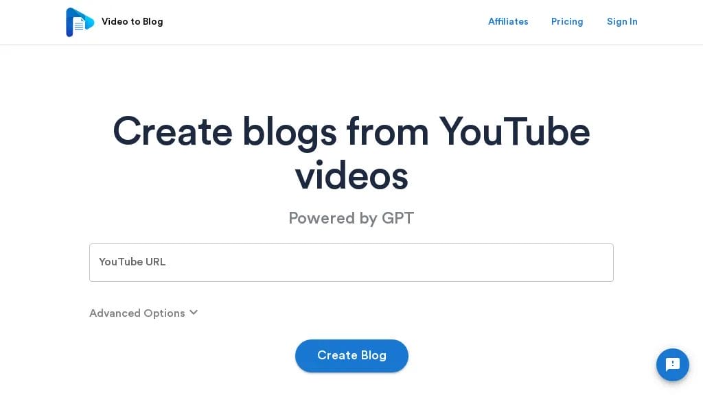 Video to Blog reviews, Video to Blog pricing and alternatives
